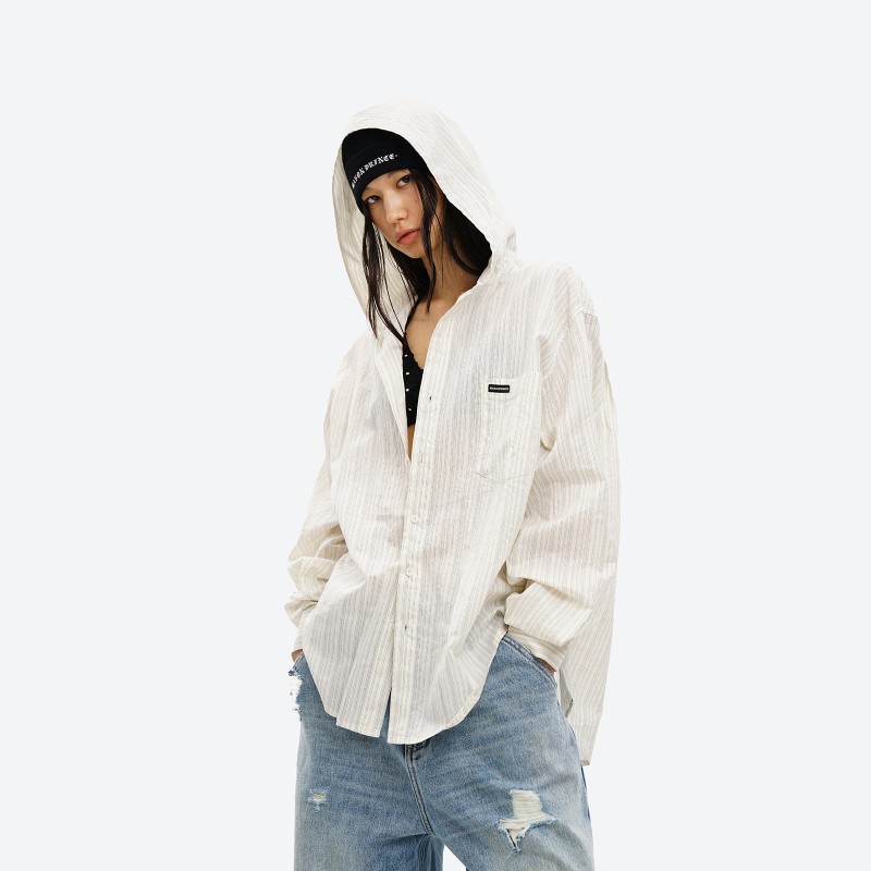 Striped Hooded Long-Sleeve Shirt
